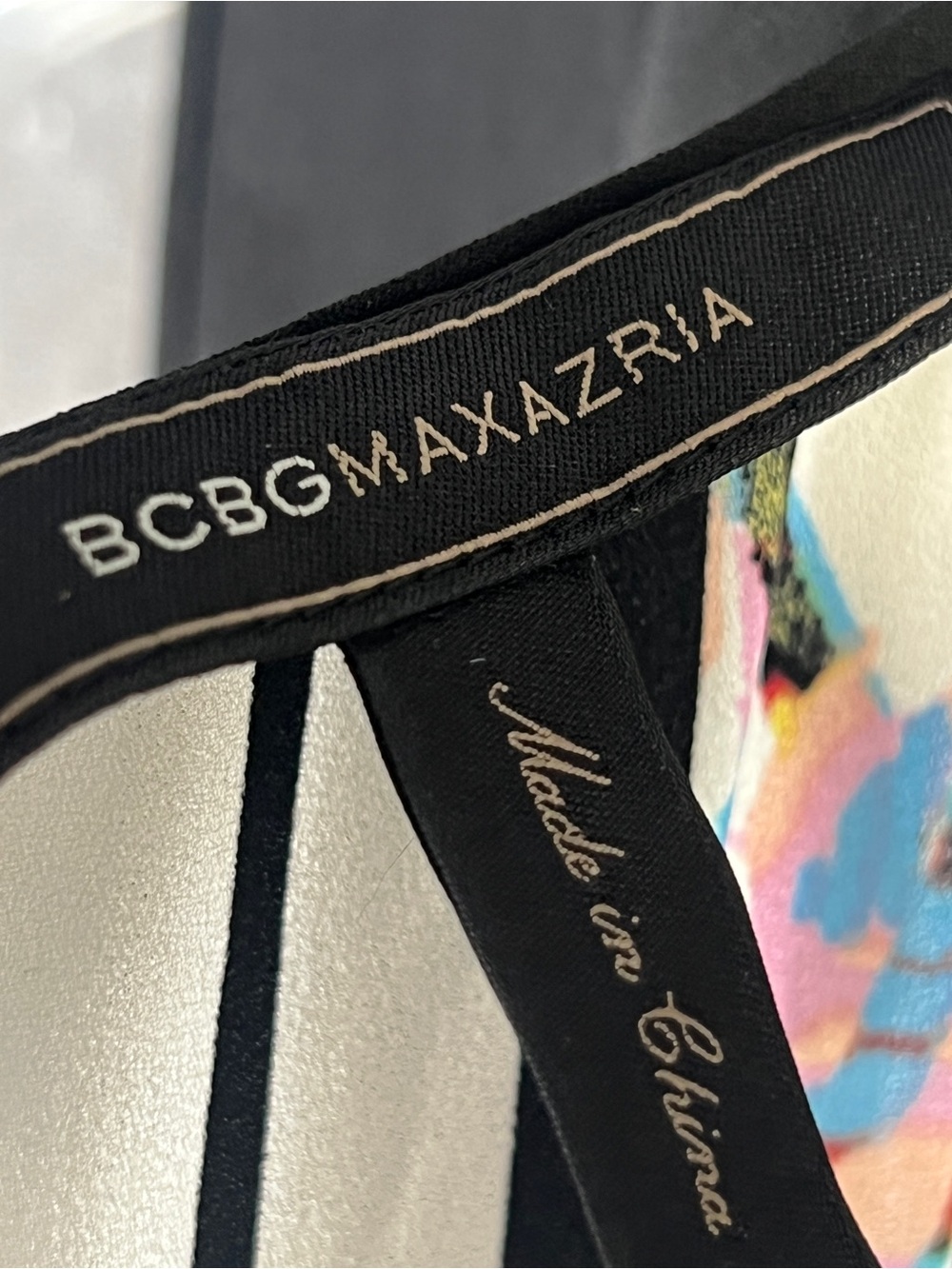 BCBGMaxAzria Black & White High-Low Dress with Multicolor Floral Panels - Picture 7 of 10